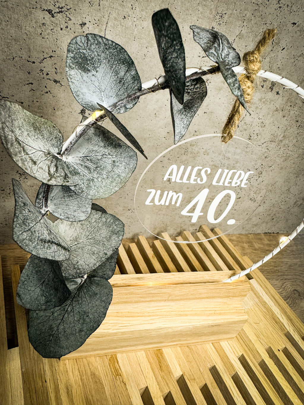 Tischbogen Geburtstag mit Licht & Trockenblumen - Personalisiertes Geschenk 18-90 Jahre