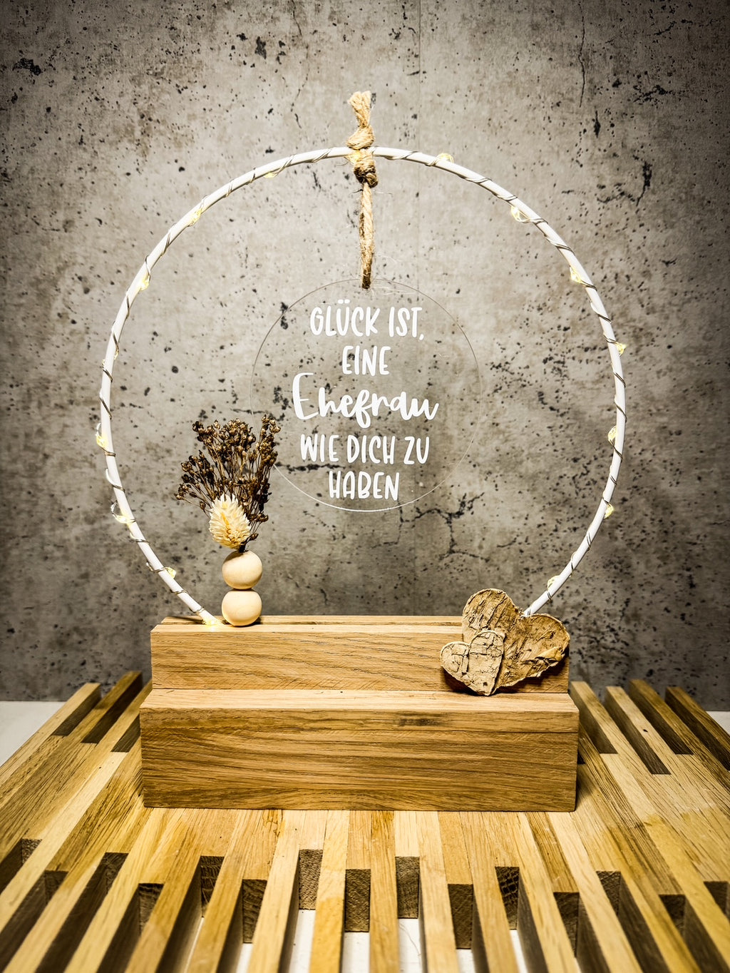 Glück ist eine Ehefrau / einen Ehemann wie dich zu haben – Hochzeitsgeschenk Tischbogen mit Licht