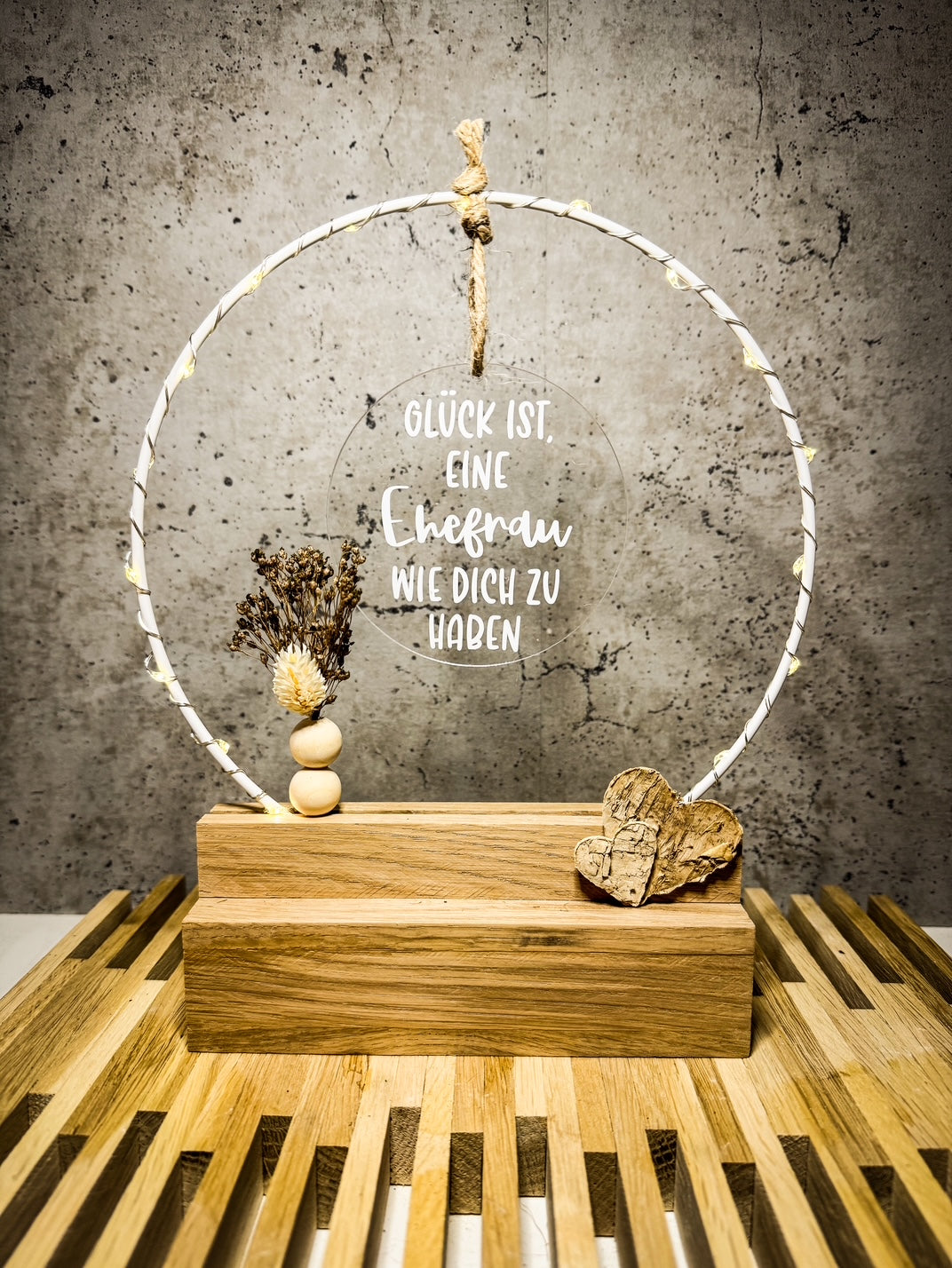 Glück ist eine Ehefrau / einen Ehemann wie dich zu haben – Hochzeitsgeschenk Tischbogen mit Licht