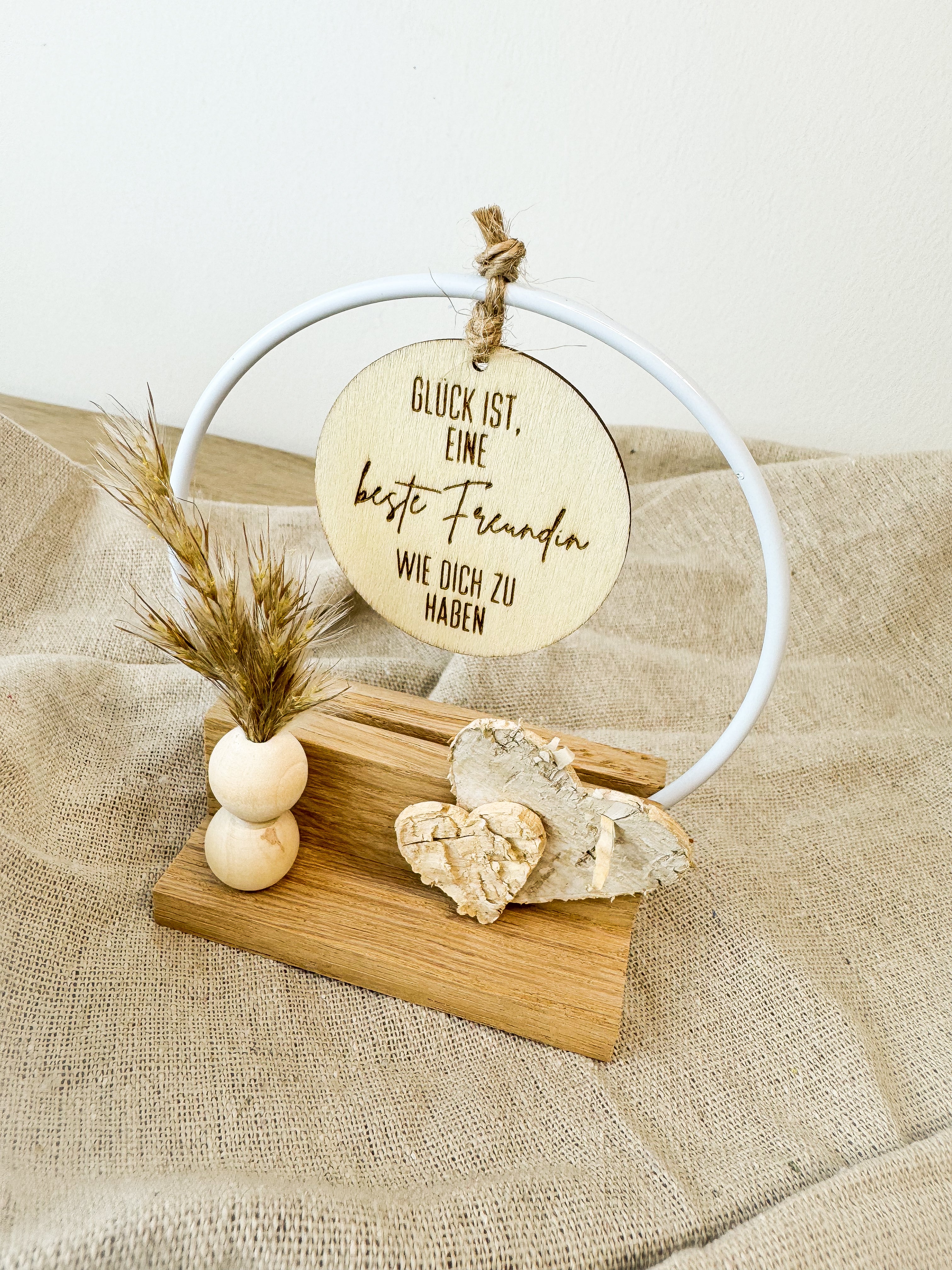 Geschenk für beste Freundin und besten Freund - Handgefertigte Holzdeko 'Glück ist eine Freundin/einen Freund wie dich zu haben'