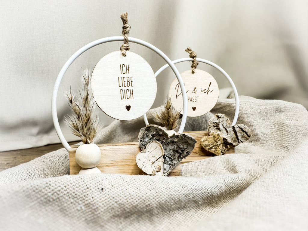 Geschenk zum Valentinstag - Ich liebe dich - Handgefertigte Mini-Tischdeko für Paare