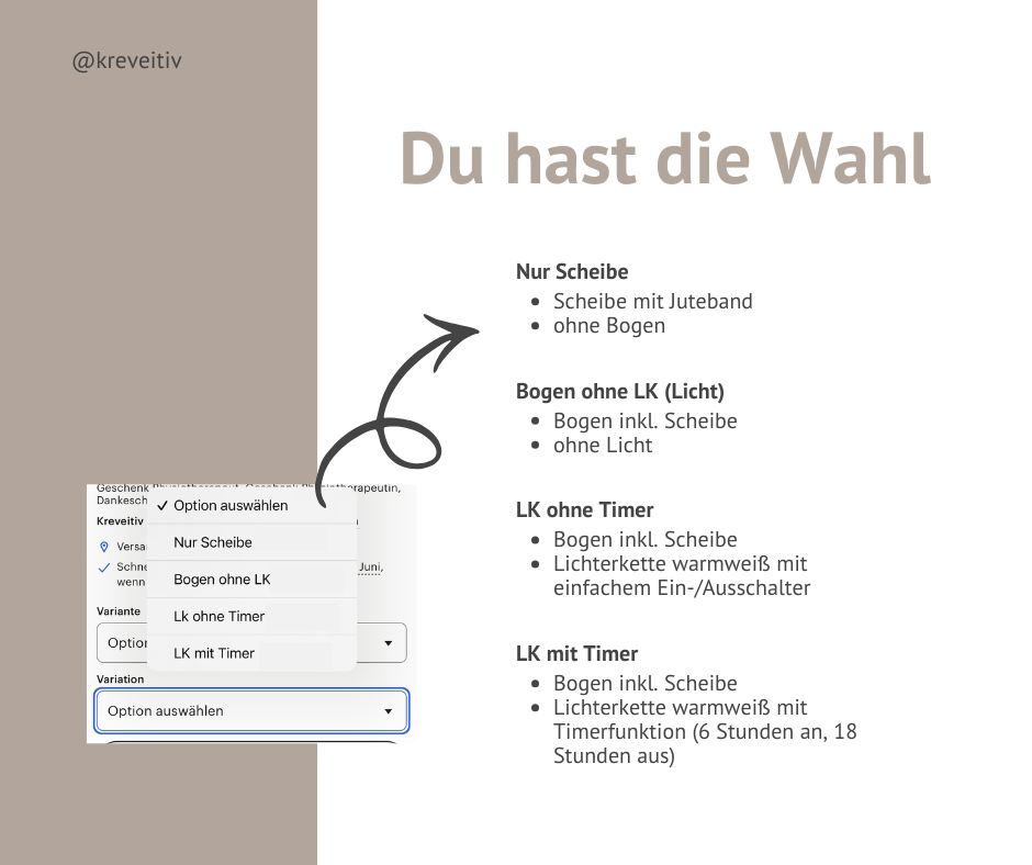 Geschenk für beste Freundin - Handgefertigter Tischbogen 'Das Leben ist schön weil du dabei bist' mit Licht