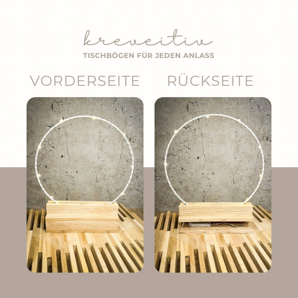 Geschenk für Erzieherin - Handgefertigter Tischbogen 'Erzieherin mit Herz', personalisierbar mit Licht