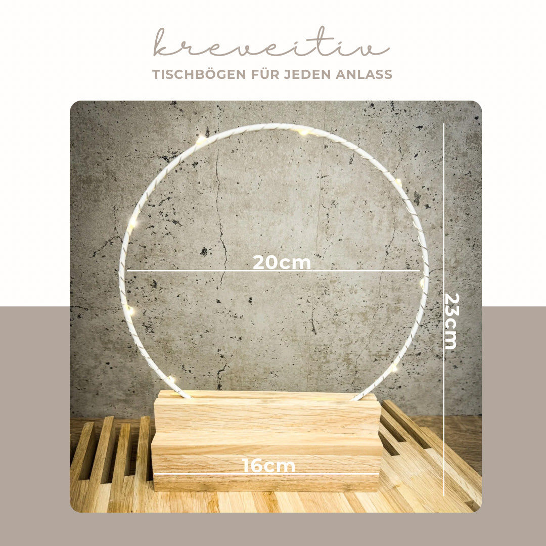 Geschenk für beste Freundin - Handgefertigter Tischbogen 'Das Leben ist schön weil du dabei bist' mit Licht