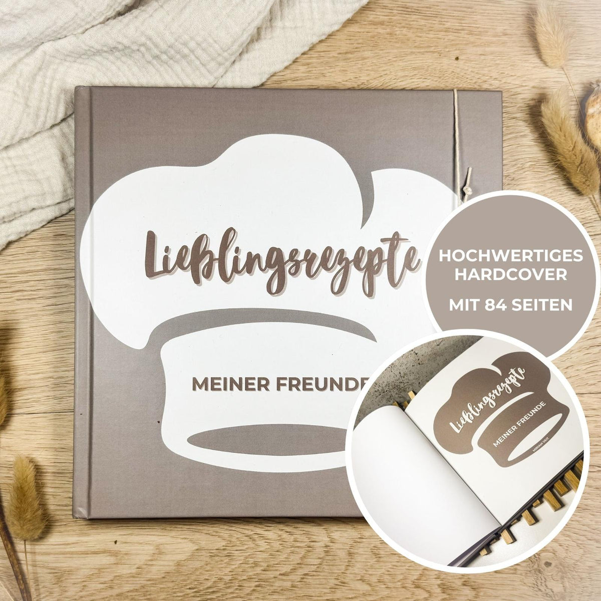 Rezept Freundebuch – 'Lieblingsrezepte meiner Freunde', Geschenk für Hobbyкöche, Hardcover mit Platz für 20 Rezepte