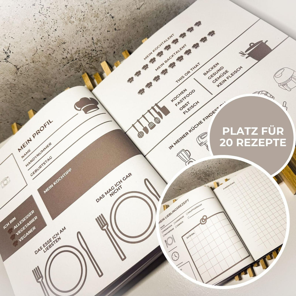 Rezept Freundebuch – 'Lieblingsrezepte meiner Freunde', Geschenk für Hobbyкöche, Hardcover mit Platz für 20 Rezepte