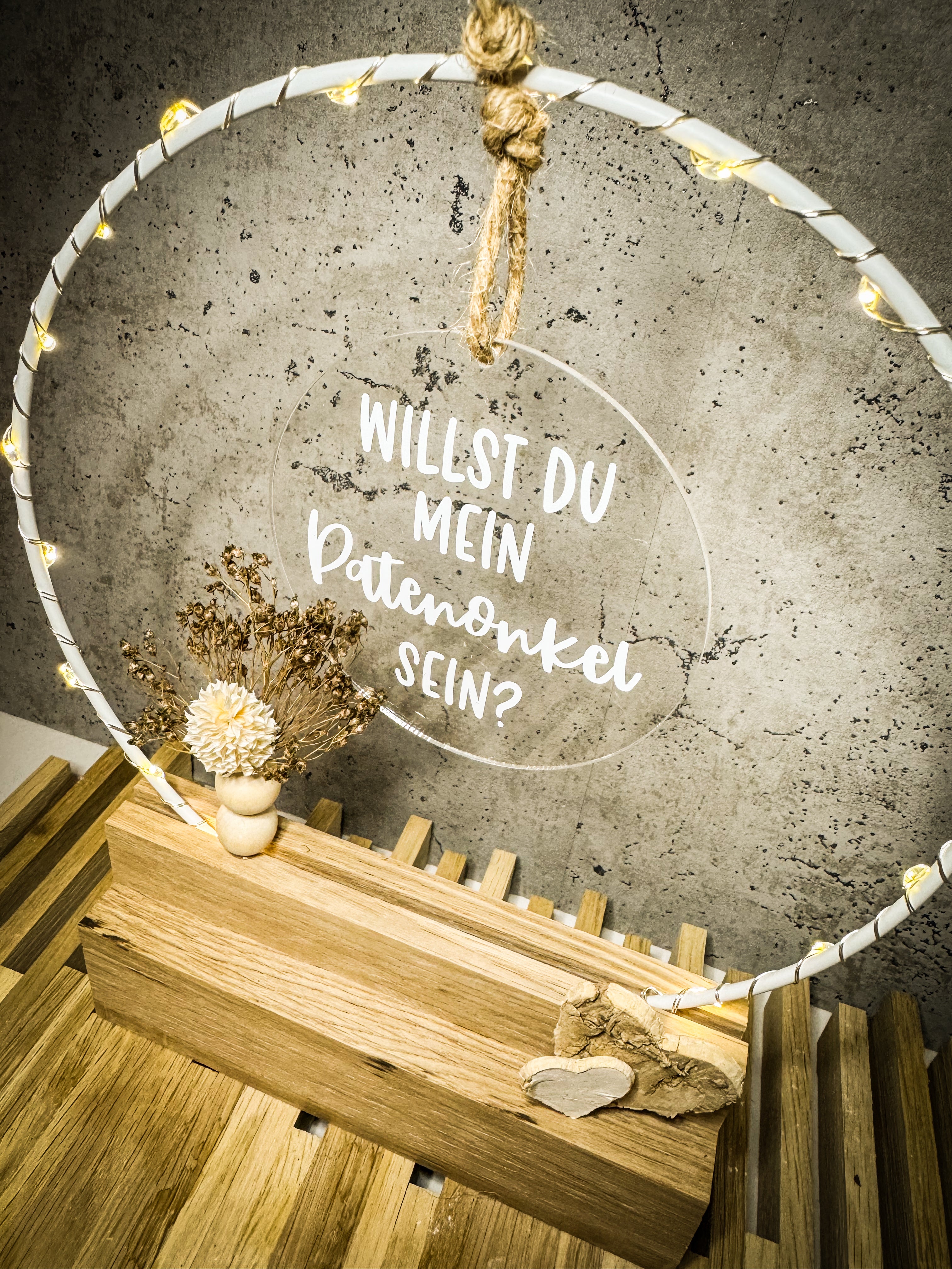 Willst du meine Patentante / mein Patenonkel sein? – Taufpaten fragen Tischbogen mit Licht